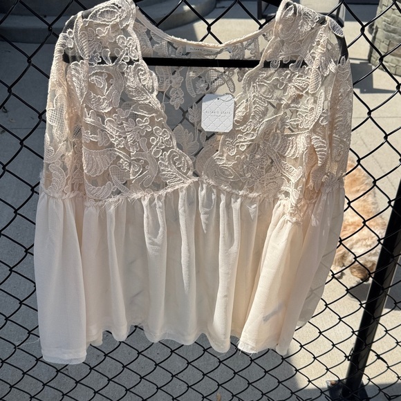 Altar'd State Tops - Altar'd State Cream Lace Blouse